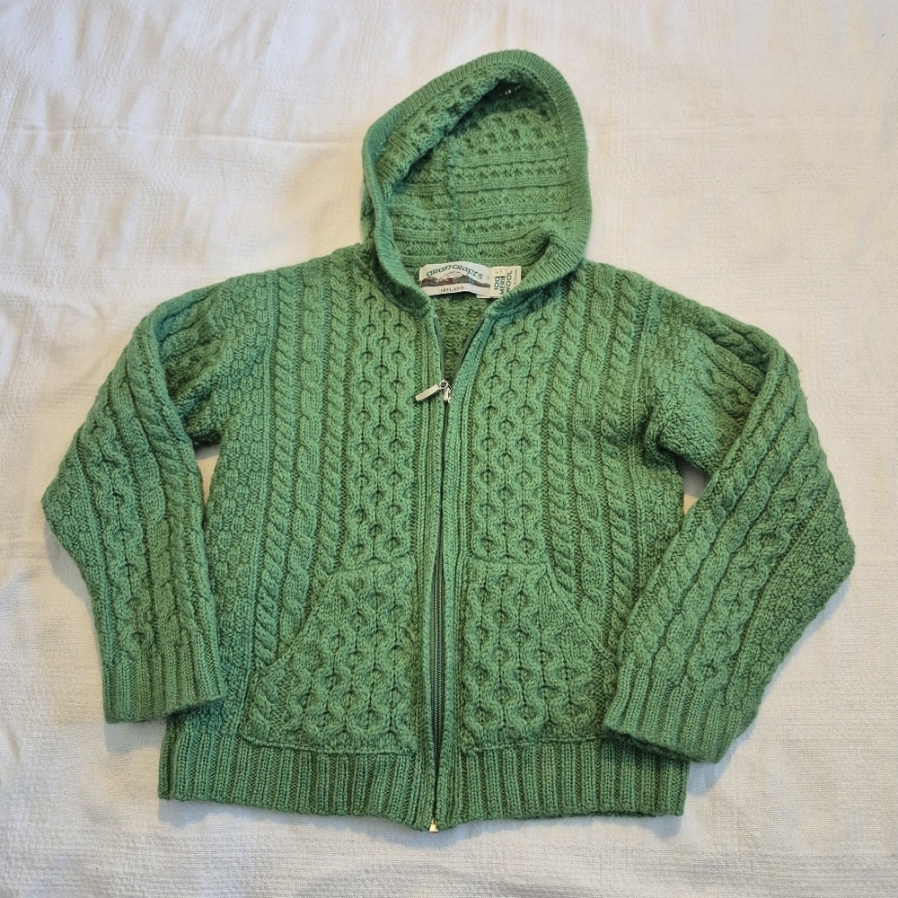 Aran Crafts boys/girl size 6-7 years cable knit 100% merino wool sweater VGUC